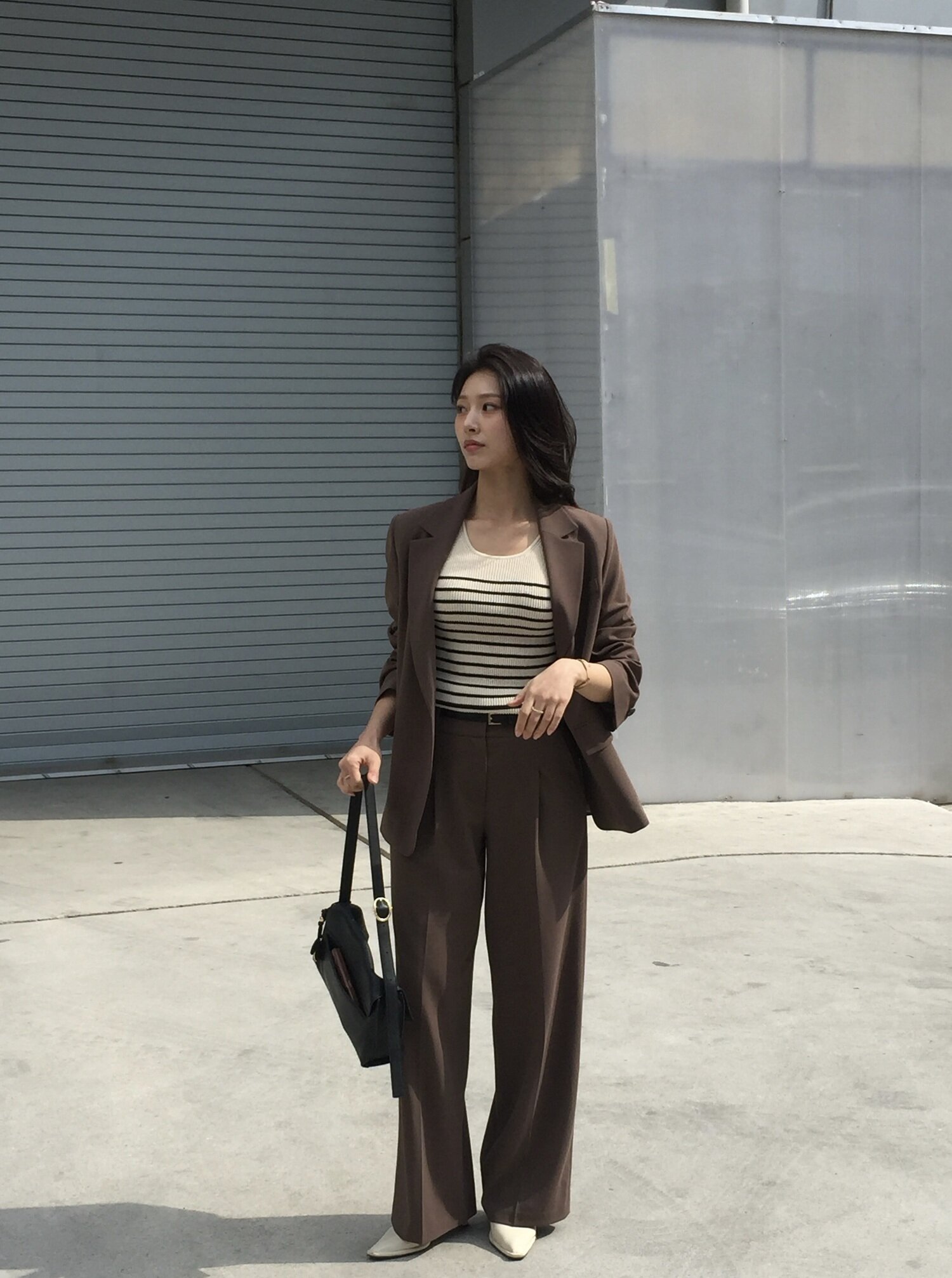 루즈핏 백 슬릿 오픈 재킷 (BROWN)