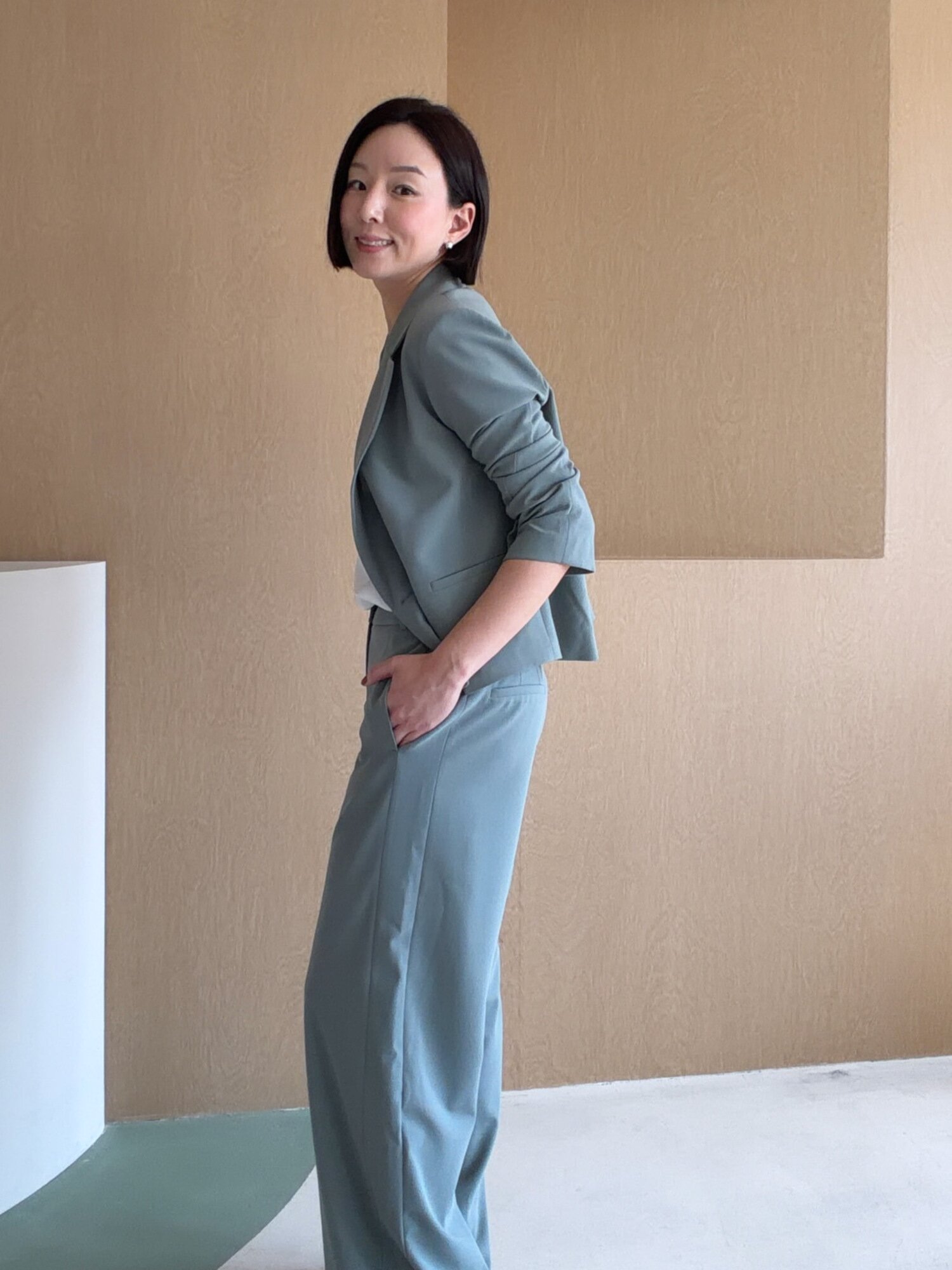 히든 버튼 노턱 와이드 팬츠 (MINT)