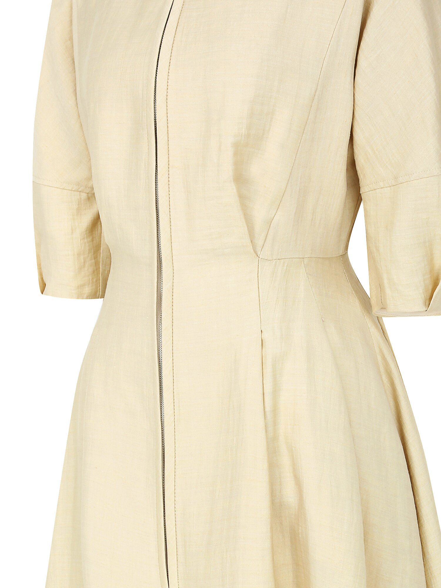 린넨 볼륨 슬리브 플레어 원피스 (LIGHT BEIGE)