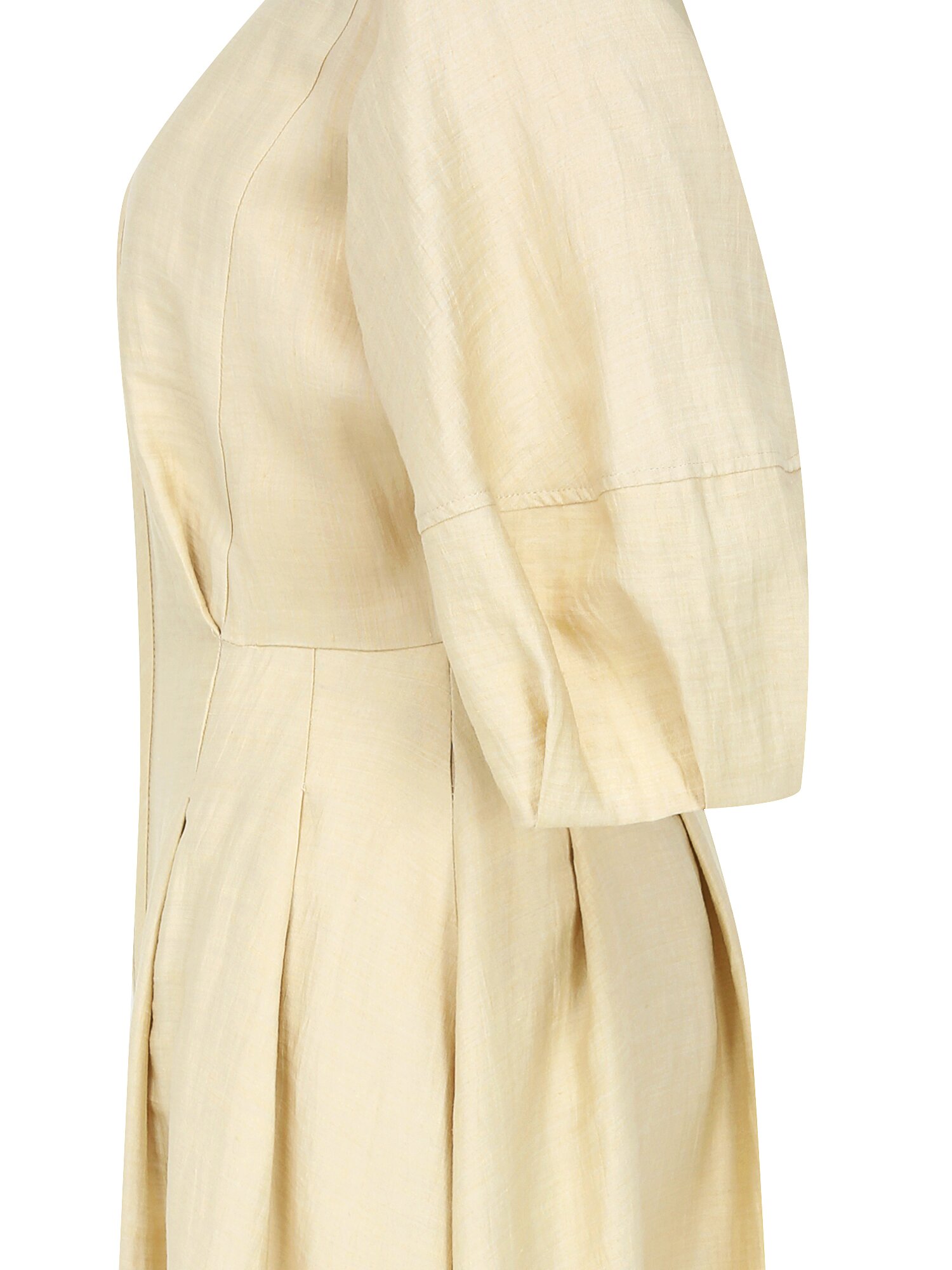 린넨 볼륨 슬리브 플레어 원피스 (LIGHT BEIGE)