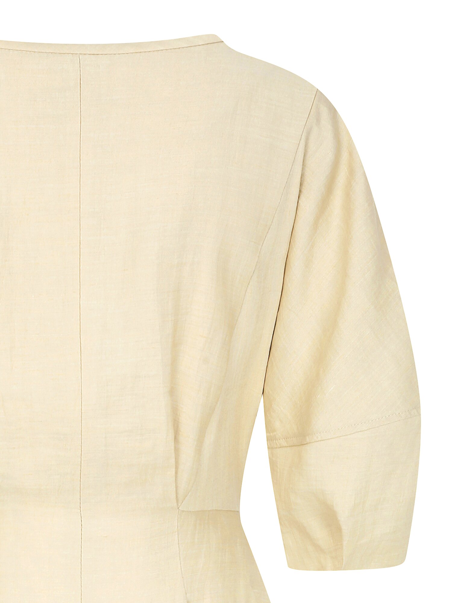 린넨 볼륨 슬리브 플레어 원피스 (LIGHT BEIGE)