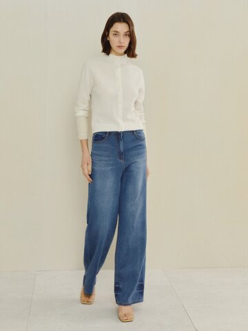 내추럴 워시 와이드 데님 팬츠 (BLUE)
