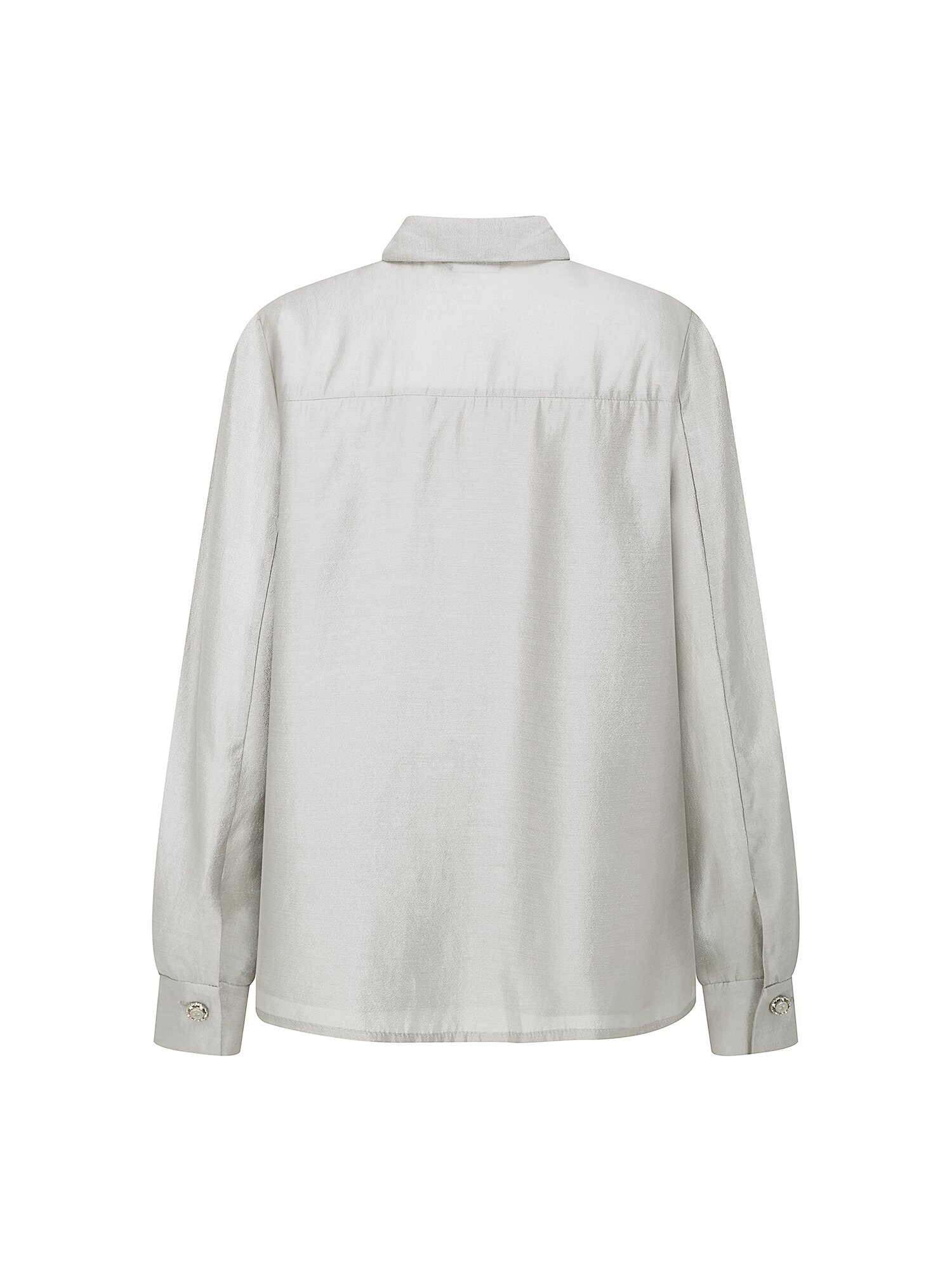 타이 핀턱 라운드넥 블라우스 (GREY)