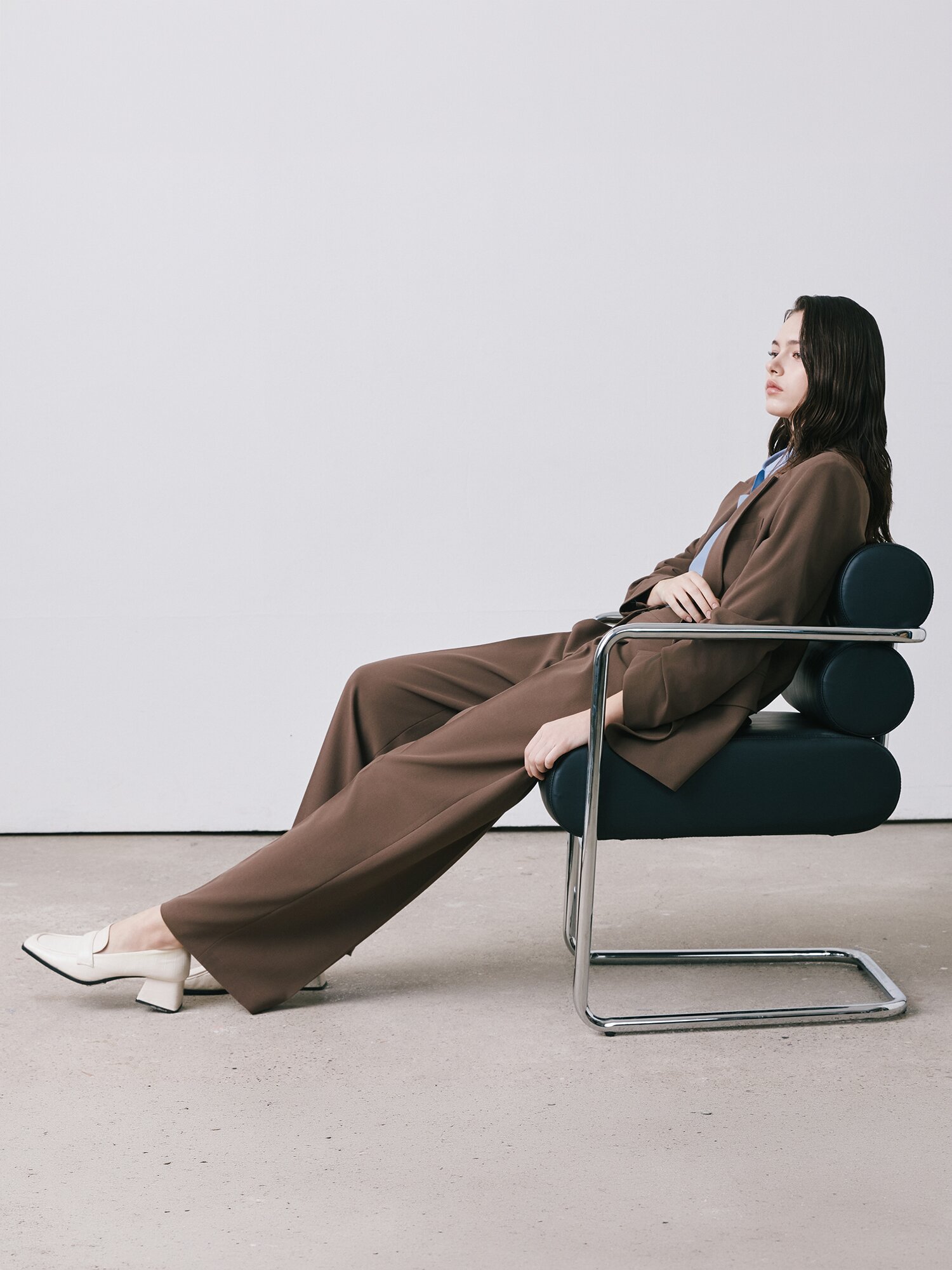 히든 버튼 원턱 와이드 팬츠 (BROWN)