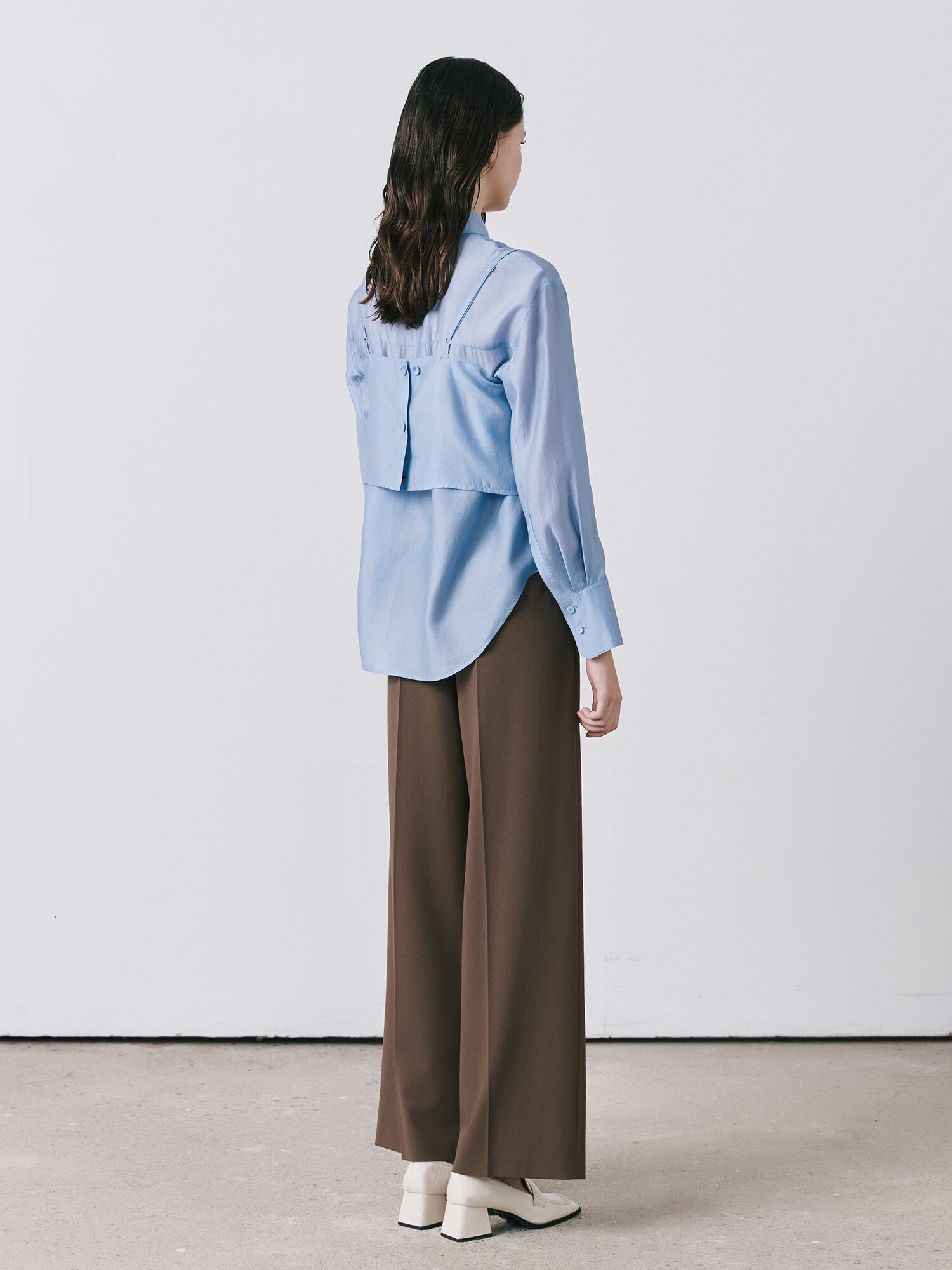 시스루 블라우스 +뷔스티에 세트 (BLUE)