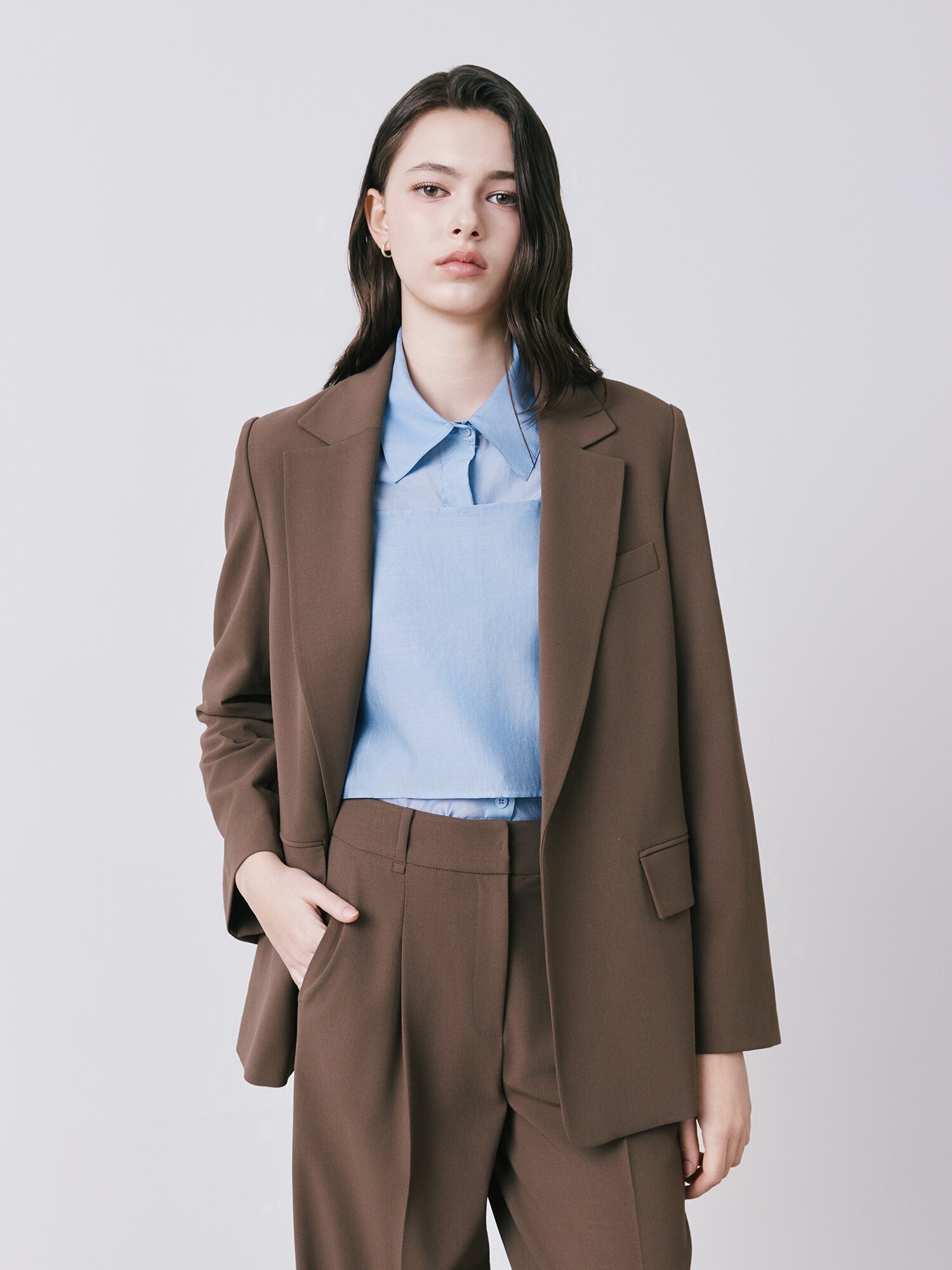 시스루 블라우스 +뷔스티에 세트 (BLUE)