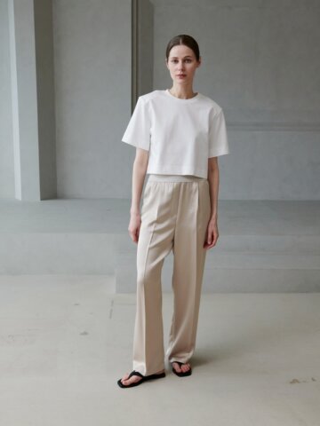 컴포트 샤틴실키 밴딩 팬츠_베이지