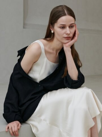 레귤러 베이직 린넨 셔츠_블랙