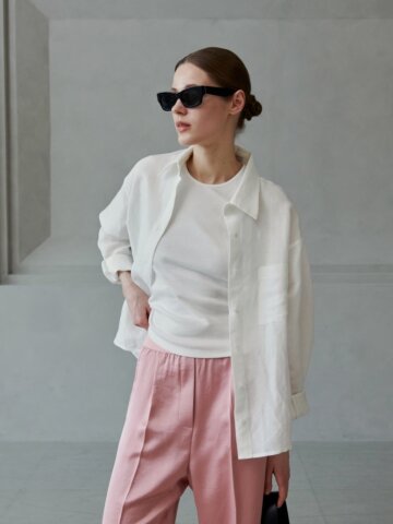 레귤러 베이직 린넨 셔츠_아이보리