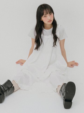 프릴 레이어 롱 원피스 (화이트)