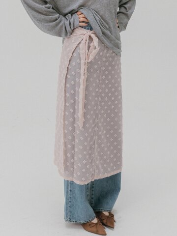 블루밍 시폰 랩 스커트 (딥핑크)