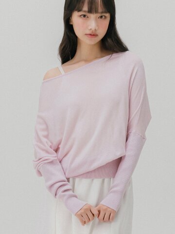 오프 숄더 니트 탑 (2color)