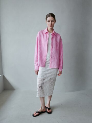 레귤러 베이직 린넨 셔츠_핑크