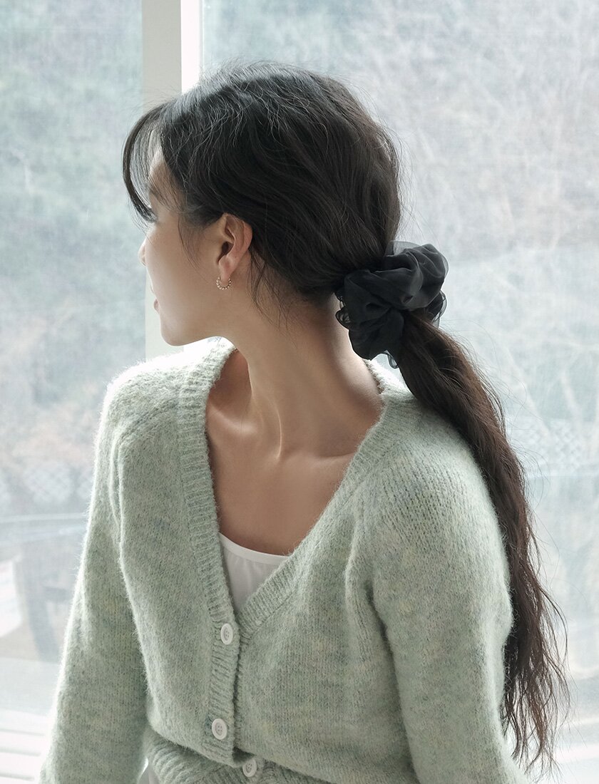[자체제작/3개세트] 이중 새틴 쉬폰 빅 스크런치
