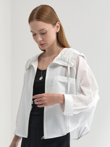 소베린 스트라이프 크롭 후드 집업 점퍼