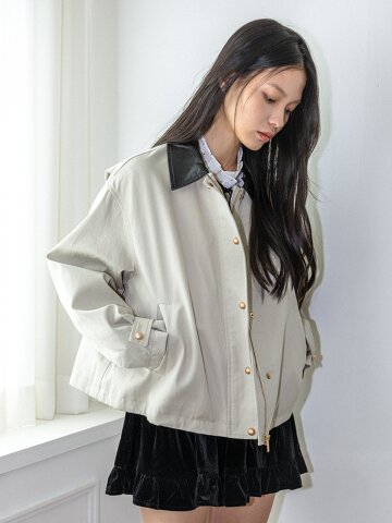 LS_Collar cropped jacket_LIGHT BEIGE