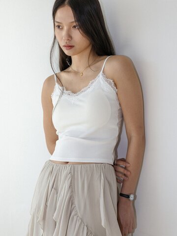 LS_Lace trim camisole tank top_WHITE
