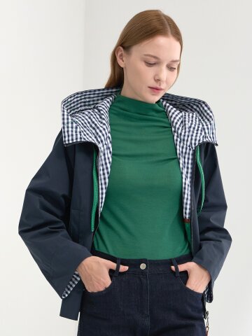 사베온 체크후드 윈드 점퍼