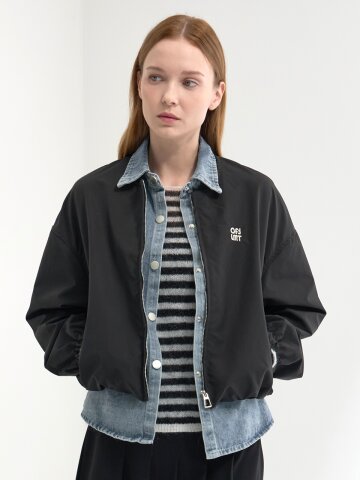 모엔디 데님배색 레이어드 점퍼