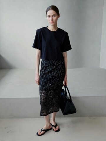 자수 데이지 레이스 스커트_블랙