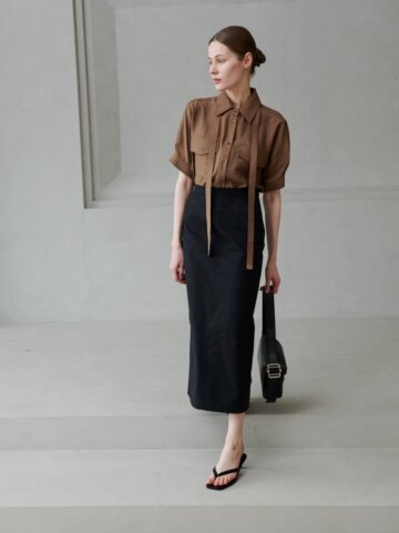 스탠다드 린넨 롱 스커트_블랙