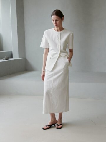 스탠다드 린넨 롱 스커트_아이보리