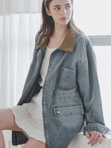 [5차리오더] Denim washed work jacket - Light blue