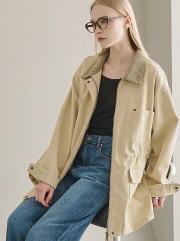 [3차리오더] Cotton washed work jacket - Light beige