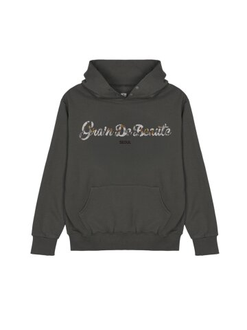 REAL THREE LOGO HOODY [CHARCOAL]