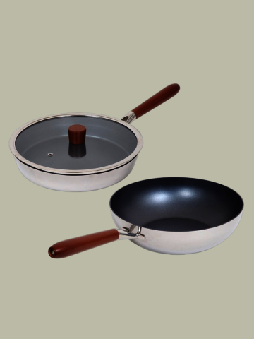 [알텐바흐] 파인우드 통5중 28cm 3종세트 (프라이팬28cm+궁중팬28cm+유리우드커버28cm)