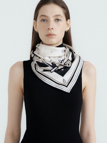 Zodiac Square Silk Scarf 90 - Ivory