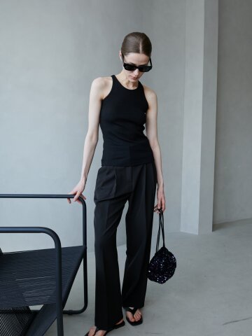 컴포트 핀턱 슬랙스 팬츠_블랙