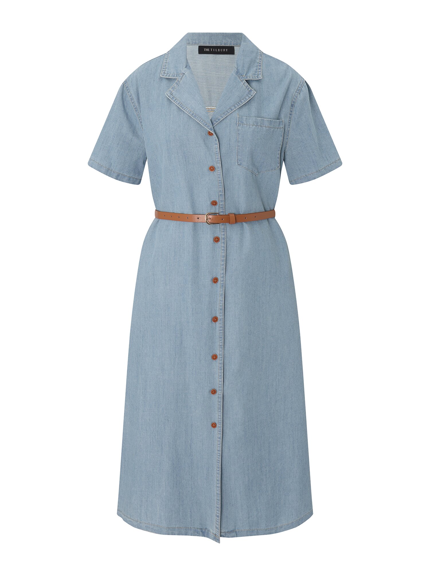 오픈 칼라 데님 롱 원피스 (LIGHT BLUE)