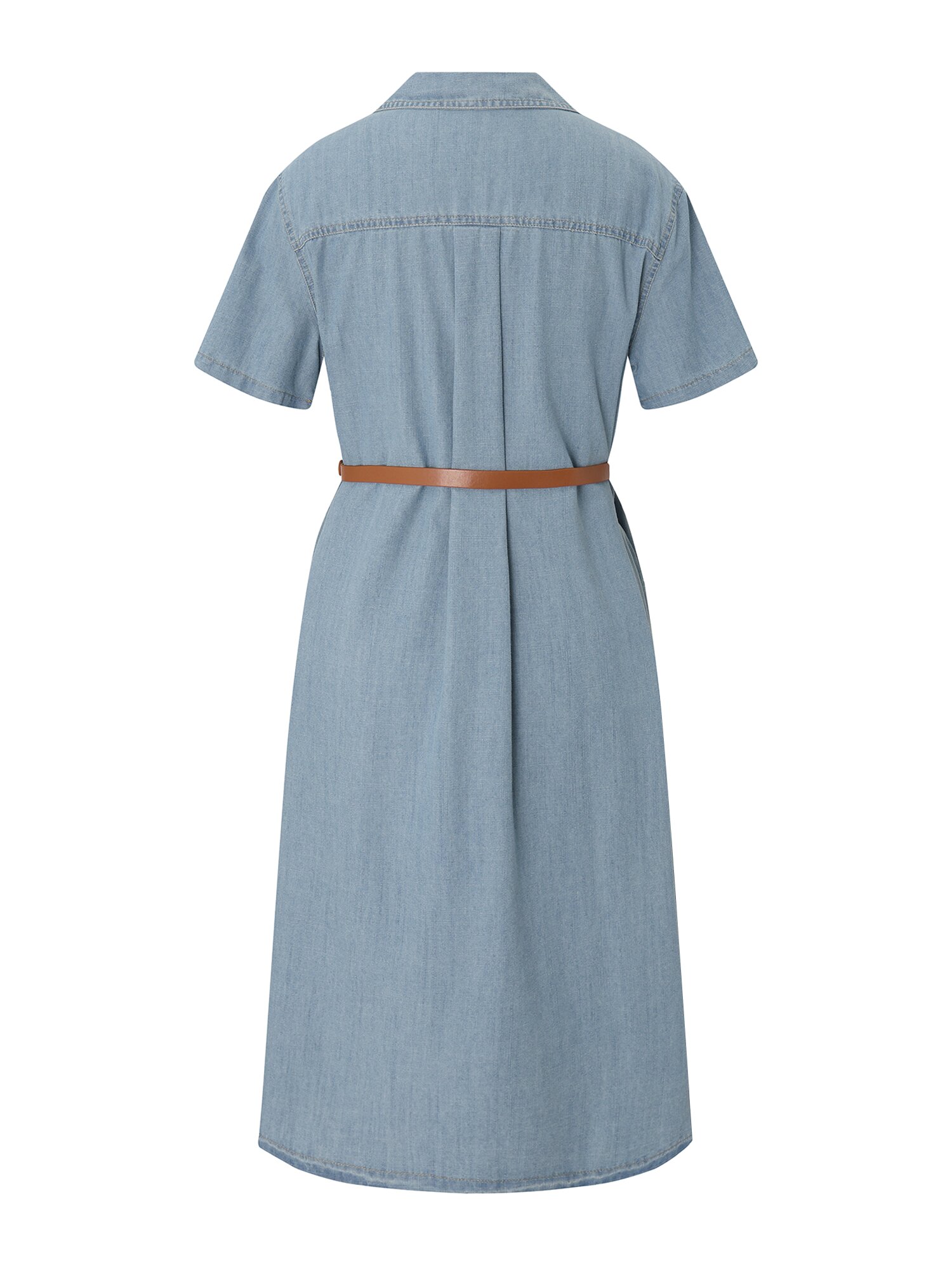 오픈 칼라 데님 롱 원피스 (LIGHT BLUE)