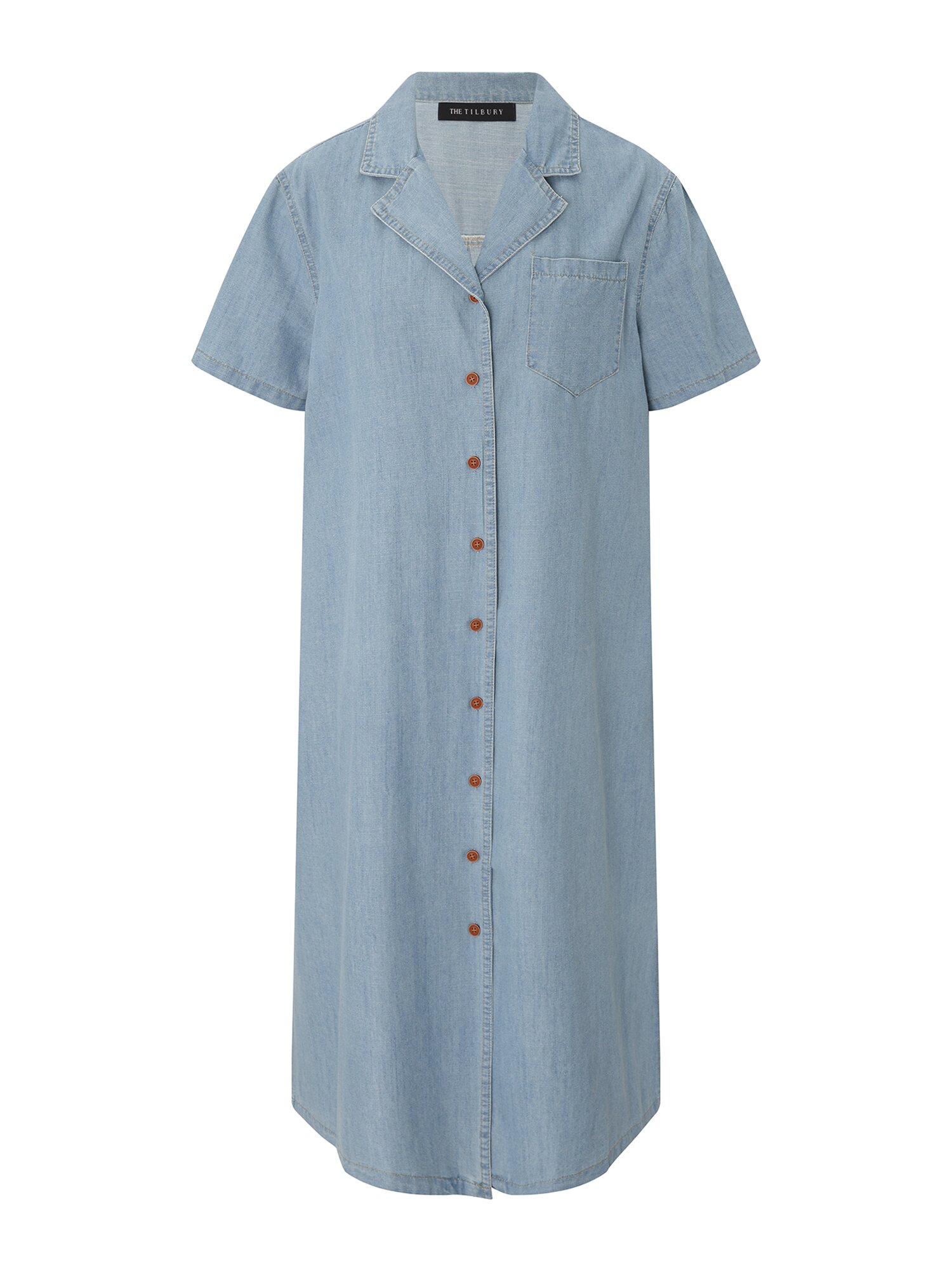 오픈 칼라 데님 롱 원피스 (LIGHT BLUE)