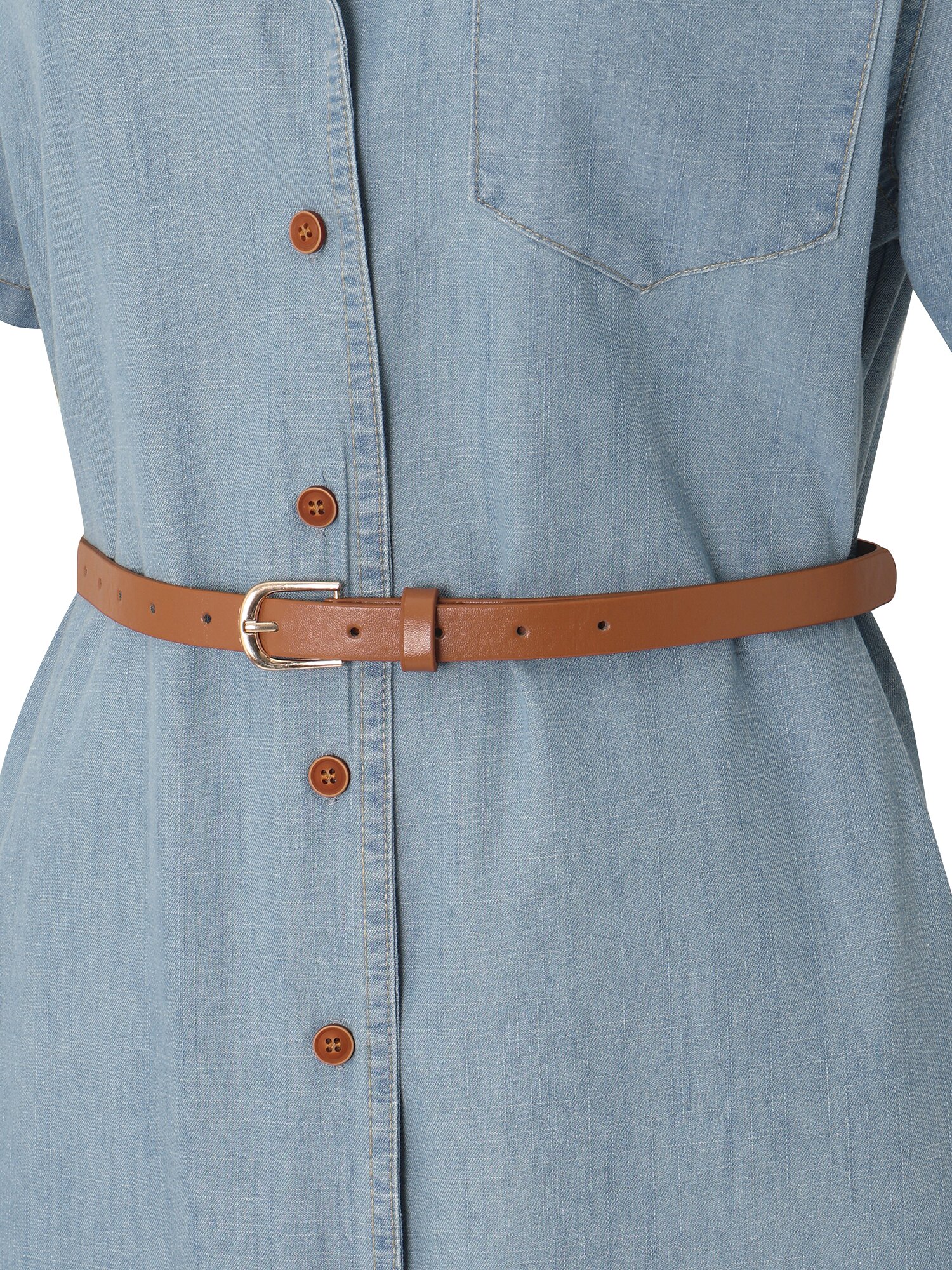 오픈 칼라 데님 롱 원피스 (LIGHT BLUE)