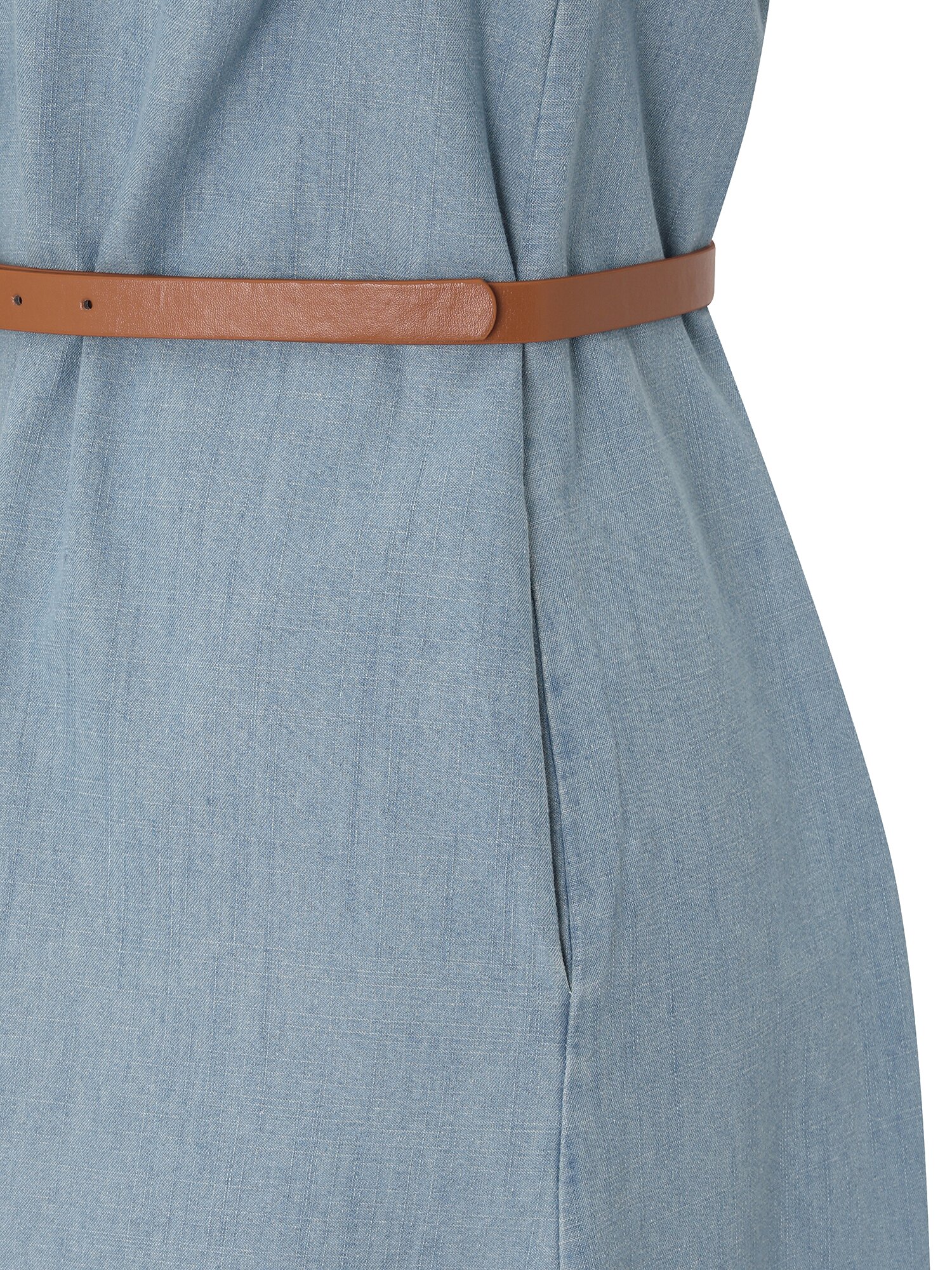 오픈 칼라 데님 롱 원피스 (LIGHT BLUE)