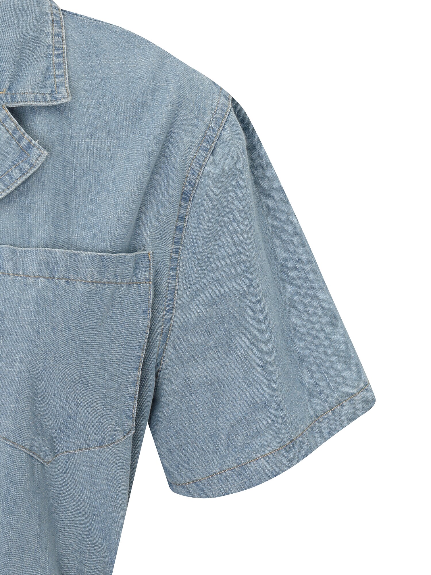 오픈 칼라 데님 롱 원피스 (LIGHT BLUE)