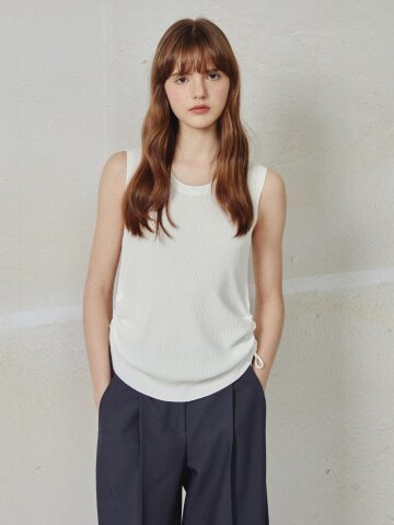 셔링 슬리브리스 풀오버 니트 