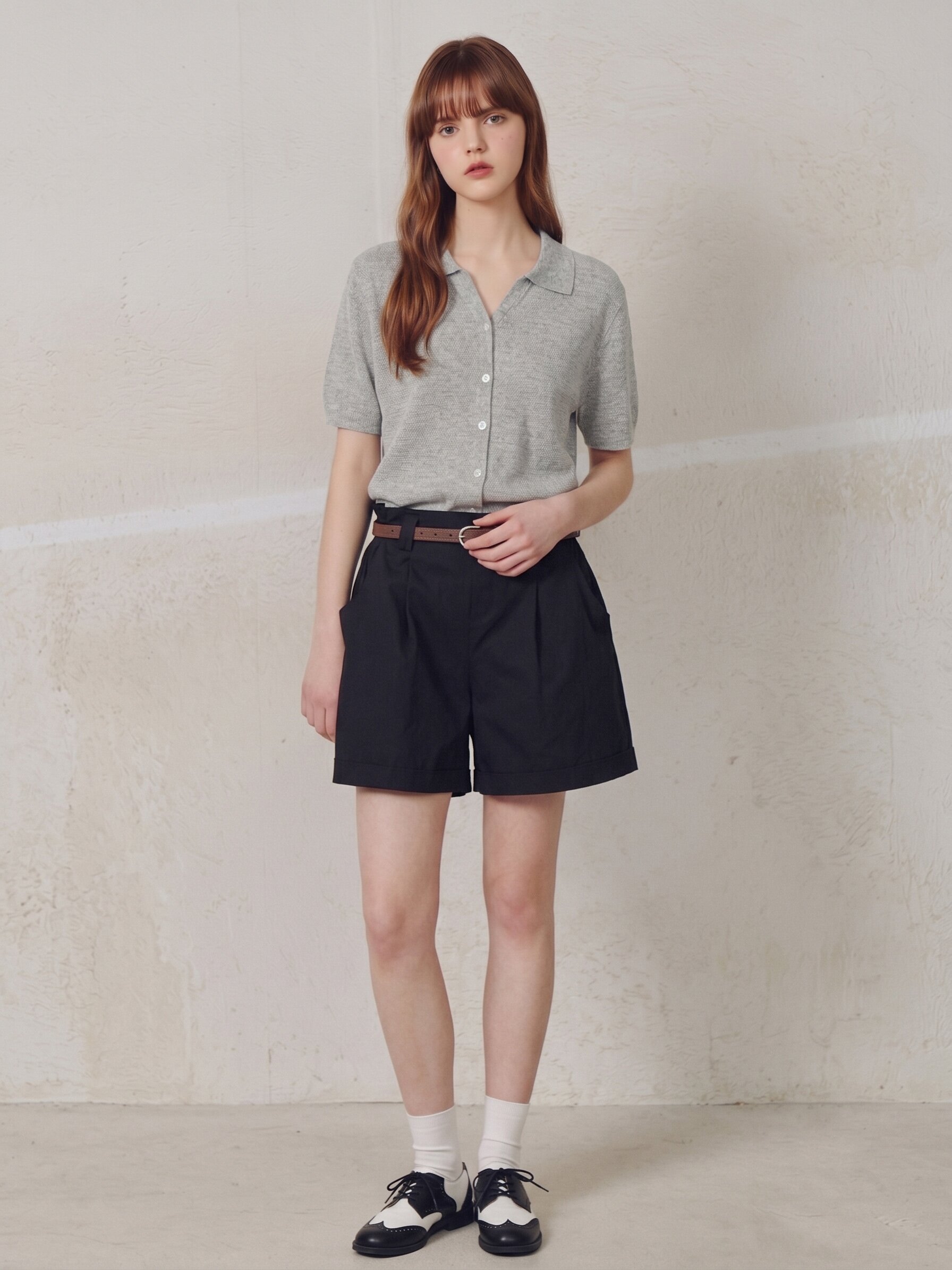 린넨 칼라 카디건 (LIGHT GREY)