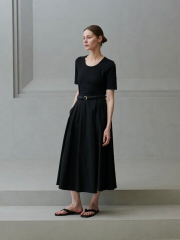 골지 유넥 티셔츠_블랙