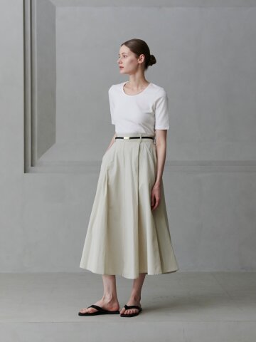 골지 유넥 티셔츠_아이보리