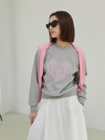 프린팅 아트웍 맨투맨_오트크림