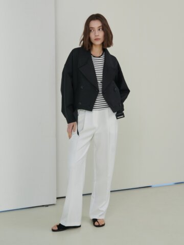 크롭 더블 트렌치_블랙