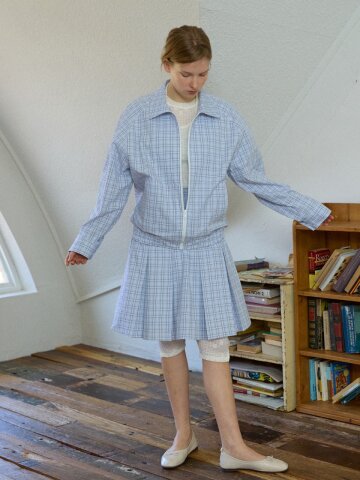 Berry Mix Check Windbreaker_Blue