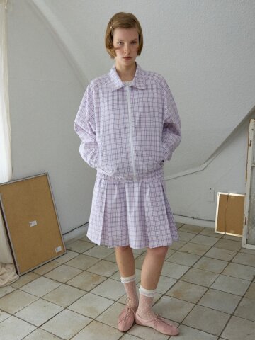 Berry Mix Check Windbreaker_Pink