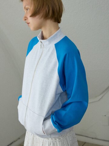 ColorBlock High-Neck Track Jacket_White Melange