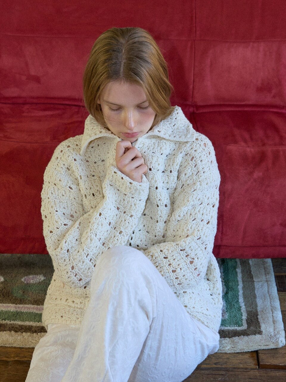 Cozy Crochet Zip-up Cardigan_Cream