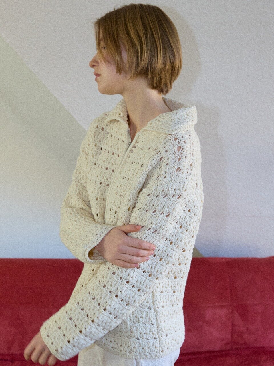 Cozy Crochet Zip-up Cardigan_Cream