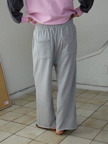 Flower Half Denim Sweat Pants_Blue